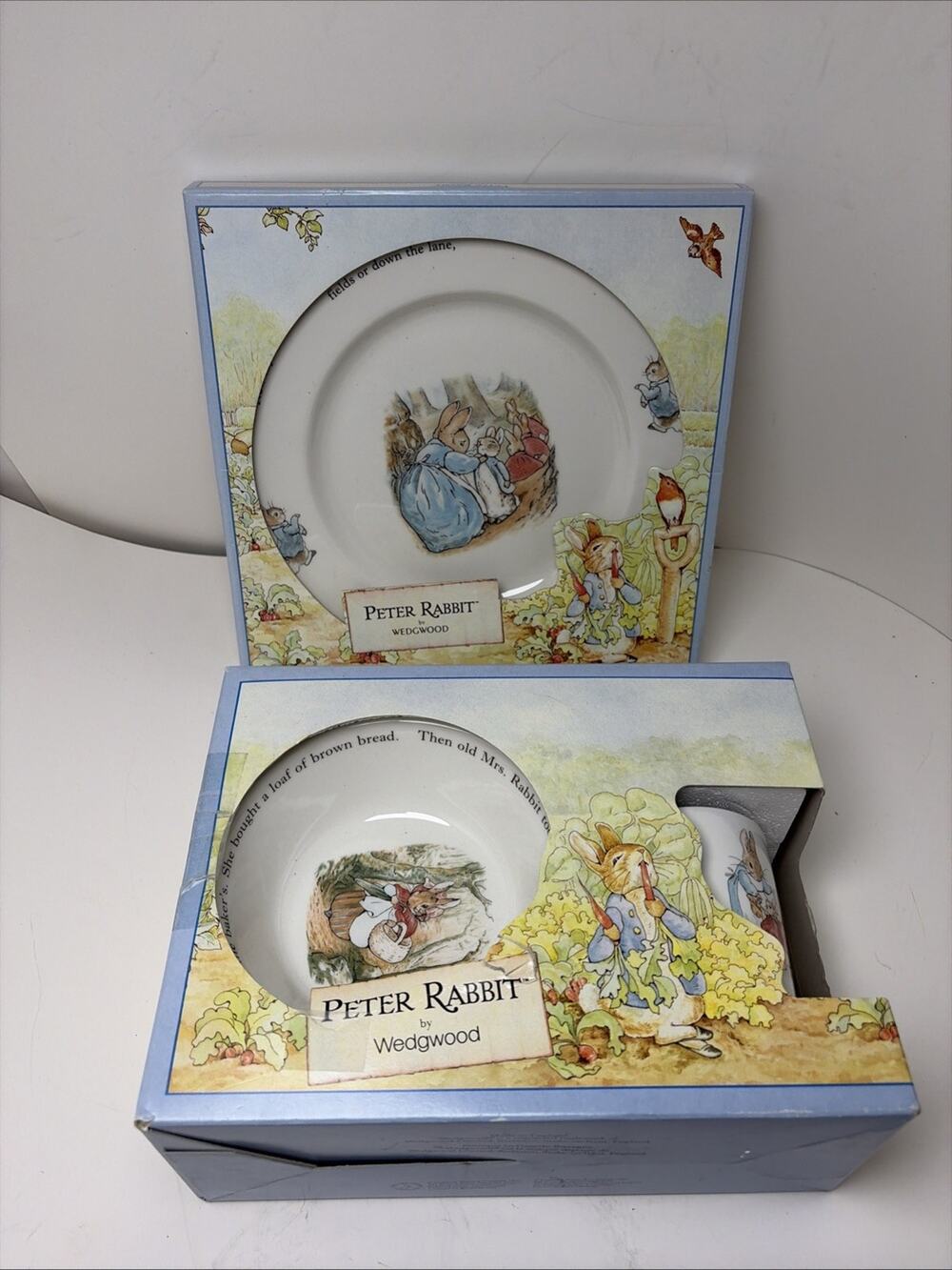 Wedgwood Peter Rabbit Beatrix Potter Nursery Set 3 Pc Plate Bowl Mug 1 Pc Plate